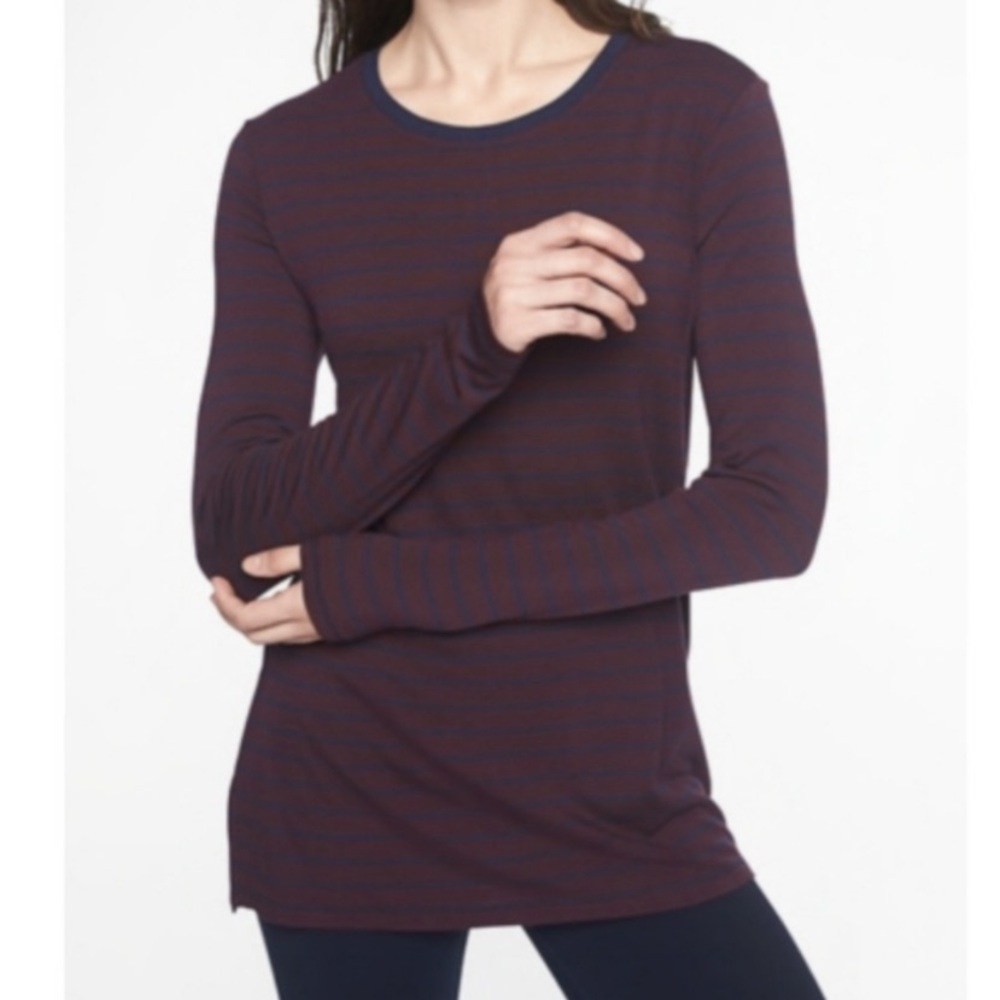 ATHLETA Long Sleeve Threadlight Stripe Layering Top - Picture 2 of 9